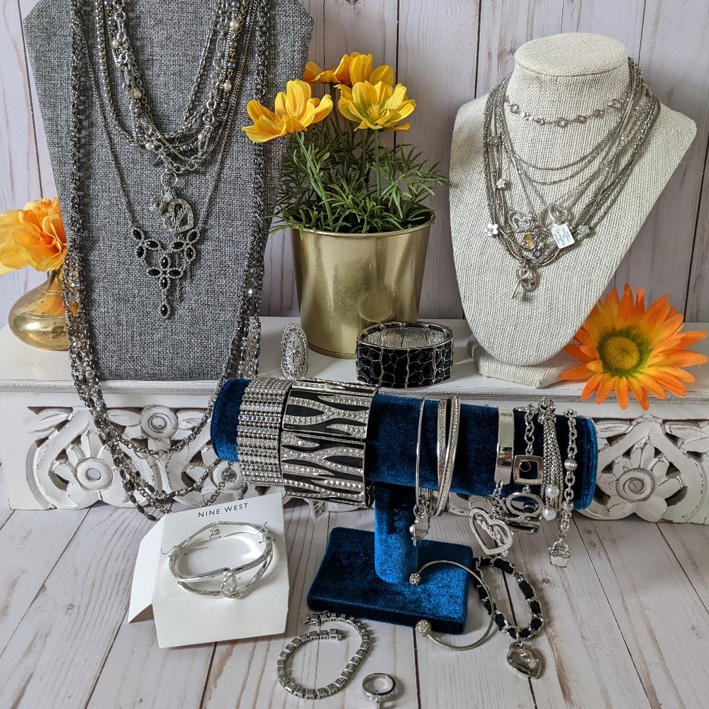 Designer Silver Tone Jewelry Lot